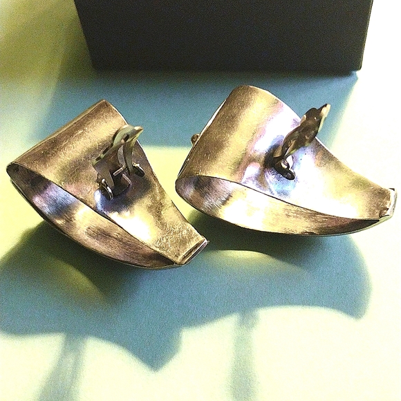 TAXCO LARGE STERLING CLIP-0N MULTI STONE EARRINGS SIGNED VINTAGE COLLECTABLE - Picture 4 of 7